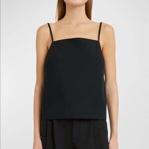 NWT Armarium Sofia Square Neck Cotton Linen Sleeveless Apron Top in Black Size 8